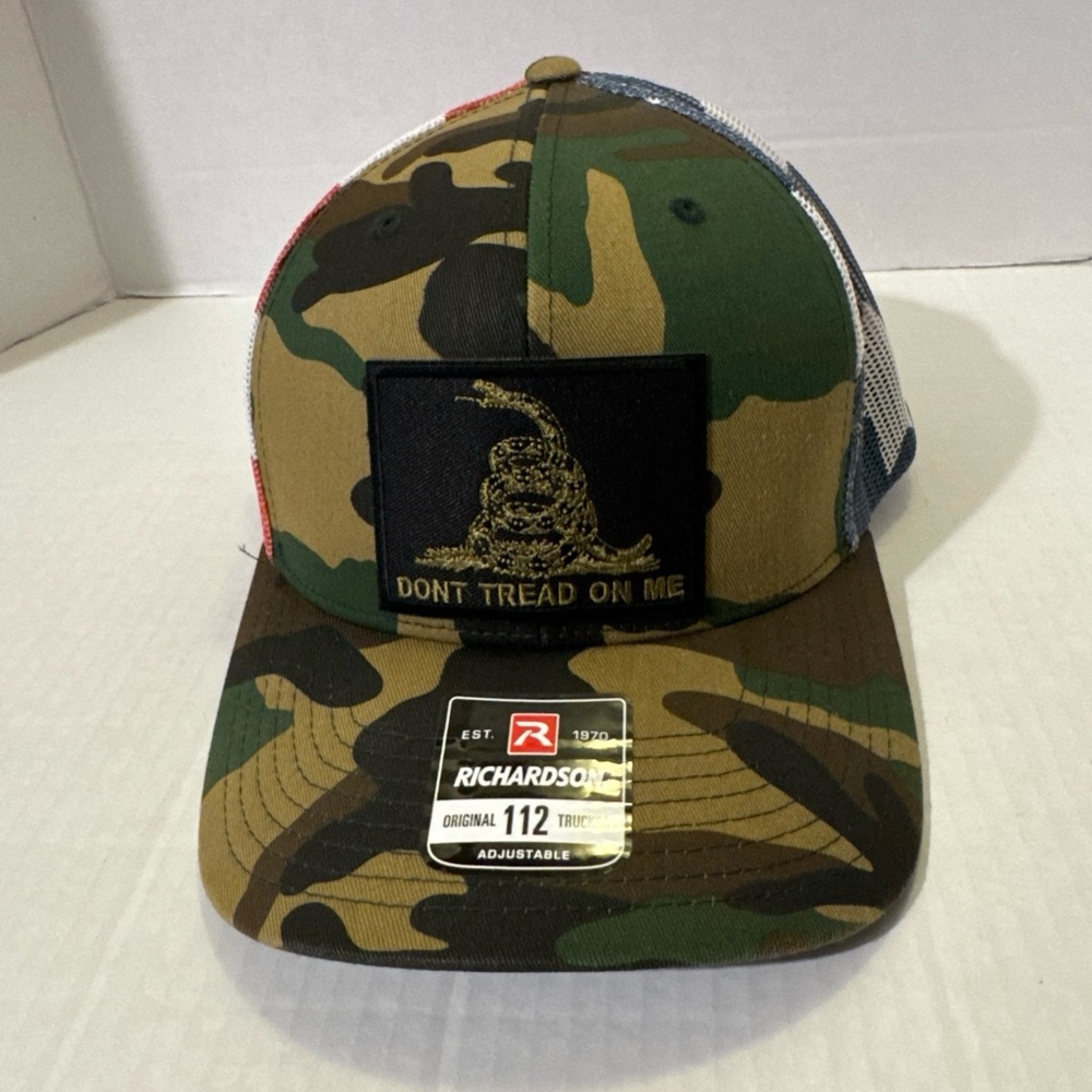 Don't Tread On Me Camo Snake Patch American Flag Trucker Hat Mesh Snapbck Cap
